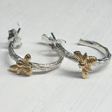Textured Bee Hoop Earrings