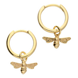 Golden Bee Hoop Earrings