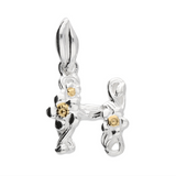 Mini Flower Initial Pendant in Silver