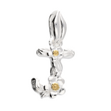 Mini Flower Initial Pendant in Silver
