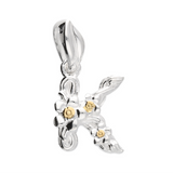 Mini Flower Initial Pendant in Silver