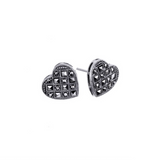 Marcasite Full Heart Stud Earrings.