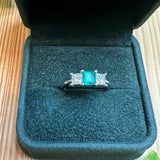 Princess Emerald and Diamond Ring
