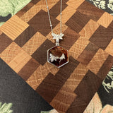 Silver Amber Honeycomb Bee Pendant