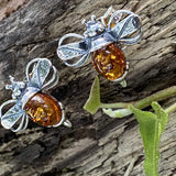Amber 'Messenger of Love' Bee Stud Earrings
