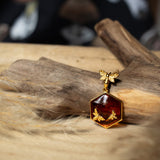 Golden Amber Honeycomb Bee Pendant