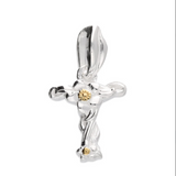 Mini Flower Initial Pendant in Silver