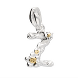 Mini Flower Initial Pendant in Silver