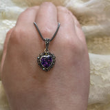 Marcasite Purple Heart Pendant