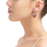 Real Mixed Flowers Large Heart Earrings