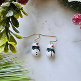 Mr Snowman Green Scarf Earrings