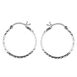 Silver Sparkle Hoop Earrings ~ Medium