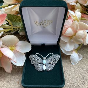 MArcasite and Opalite Butterfly Brooch outside