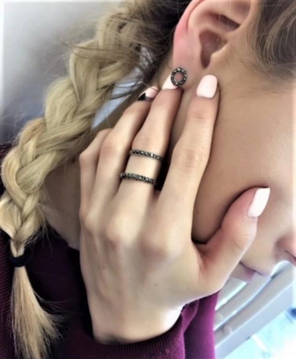 marcasite circle earrings on model