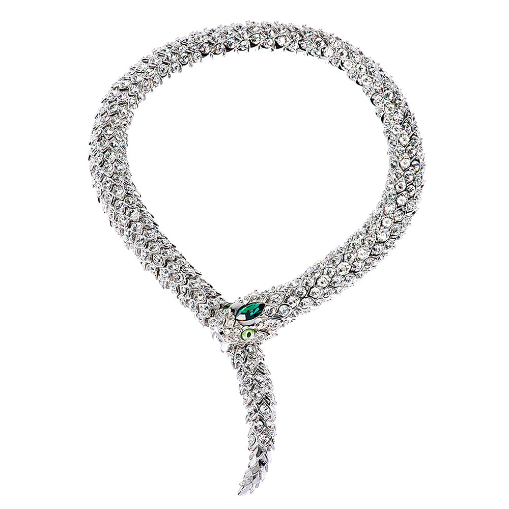 crystal snake necklace green