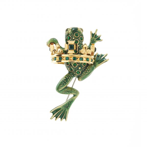 Frog Prince Green Brooch