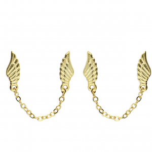 angel wing double stud with gold finish