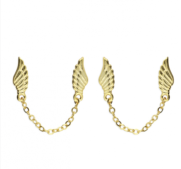 angel wing double stud with gold finish
