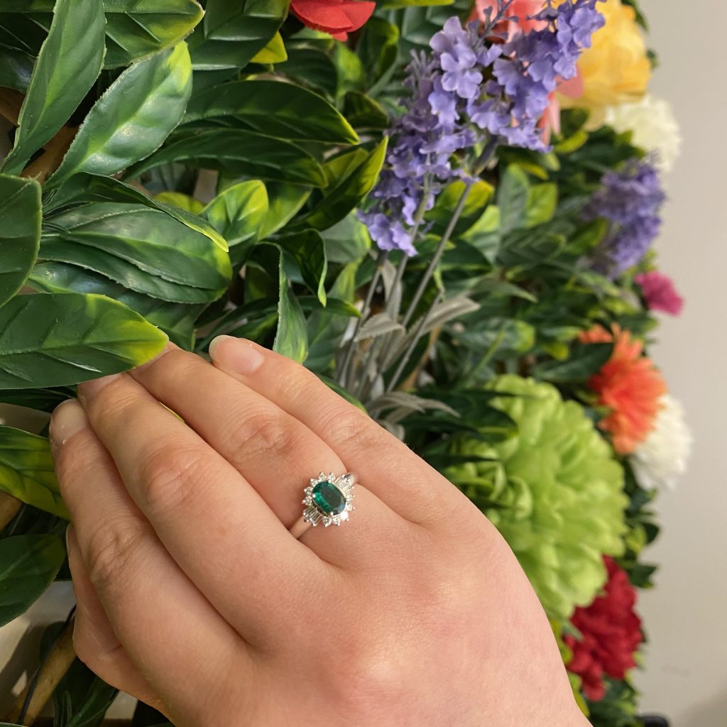 Emerald & Diamond Art Deco Inspired Ring ~ Acorn Jewellers of Bakewell