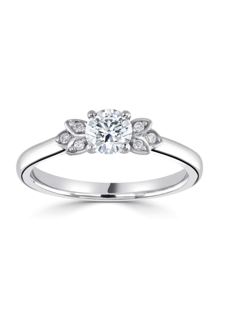 Vintage Floral Diamond Engagement Ring in Platinum...