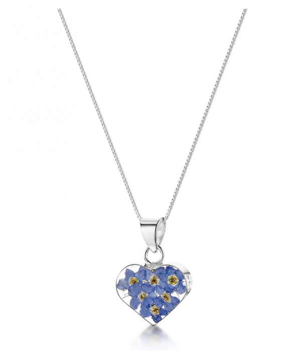 Forget-me-not Heart Pendant ~ Small. Real forget me not flowers...