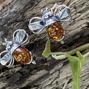 amber bee stud earrings messenger of love