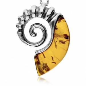 amber ammonite pendant