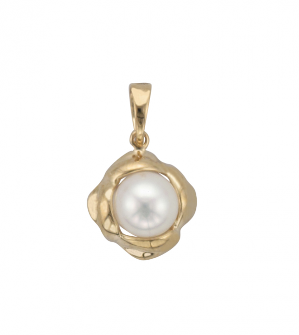 gold flower pearl pendant
