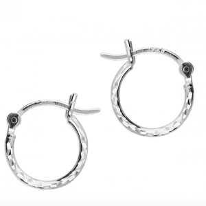 silver sparkle hoop earrings small