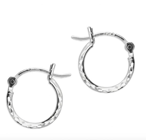 silver sparkle hoop earrings small