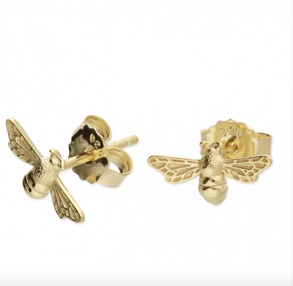 tiny gold bee stud earrings