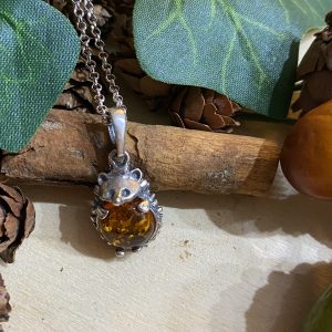 amber hedgehog pendant