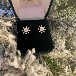 sparkly snowflake earrings boxed