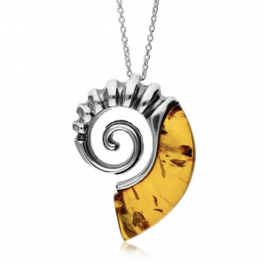amber ammonite pendant large