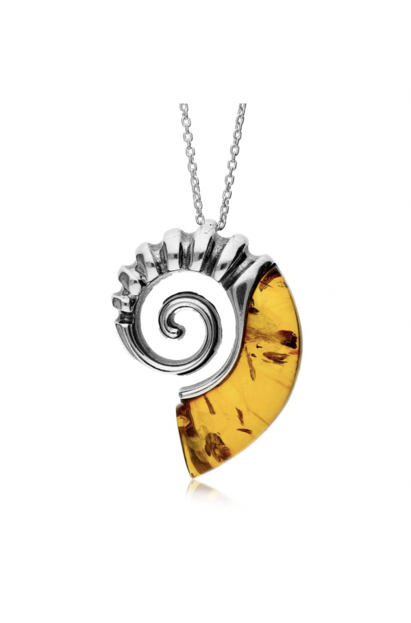 amber ammonite pendant large