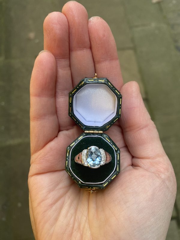 aquamarine beauty ring boxed