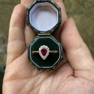 Ruby & Diamond Pear Shaped Cluster Ring X5168