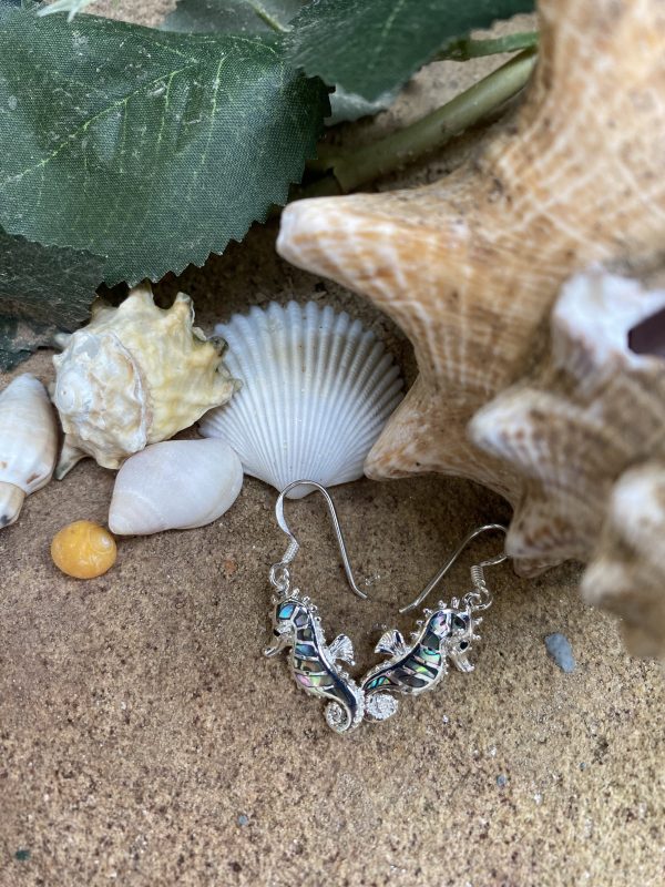 abalone seahorse earrings