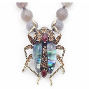 bejewelled bug statement necklace