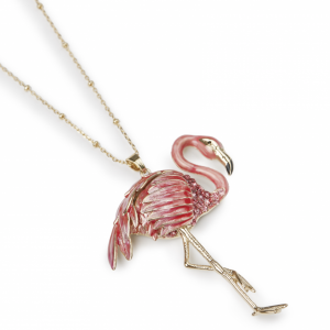 large pink flamingo pendant close