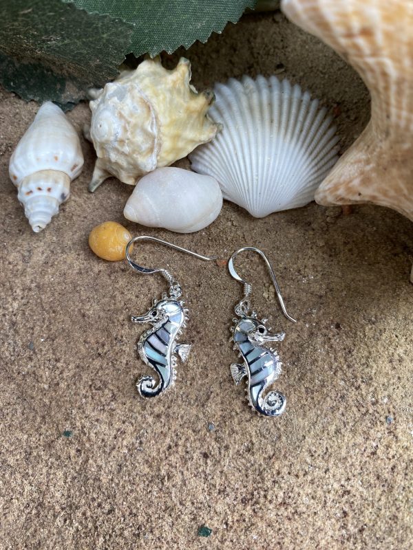 mother of pearl seahorse earrings