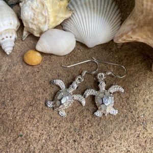 mother of pearl turtle earrings