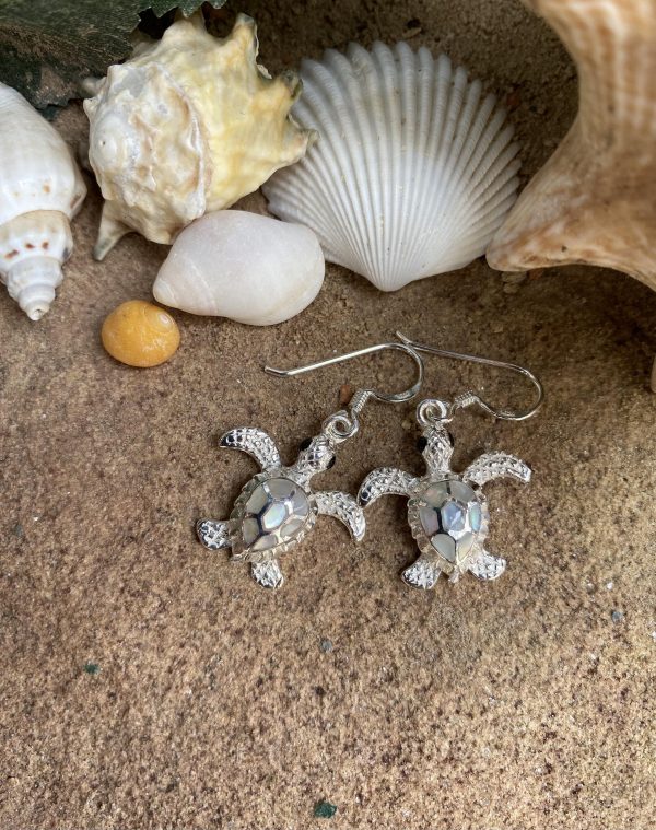 mother of pearl turtle earrings