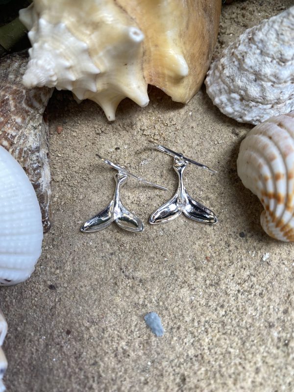 whale tail drop earrings close