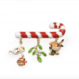 candy cane christmas brooch