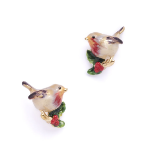 enamel robin earrings