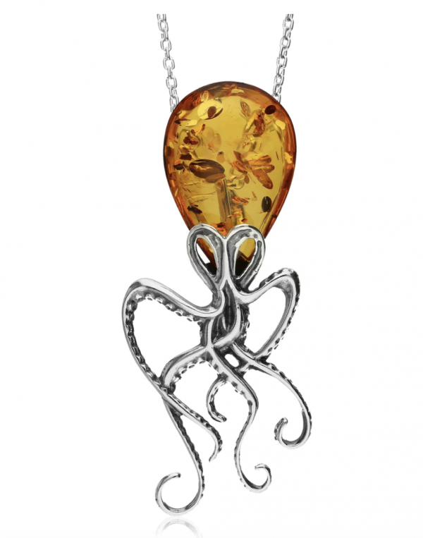 amber octopus pendant